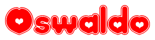The image displays the word Oswaldo written in a stylized red font with hearts inside the letters.