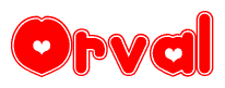The image displays the word Orval written in a stylized red font with hearts inside the letters.