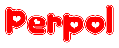 The image displays the word Perpol written in a stylized red font with hearts inside the letters.