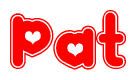 The image displays the word Pat written in a stylized red font with hearts inside the letters.
