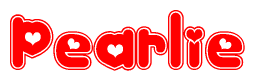 The image displays the word Pearlie written in a stylized red font with hearts inside the letters.