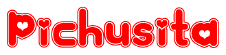 The image displays the word Pichusita written in a stylized red font with hearts inside the letters.
