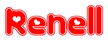 The image displays the word Renell written in a stylized red font with hearts inside the letters.