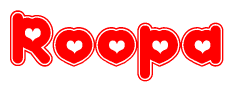The image displays the word Roopa written in a stylized red font with hearts inside the letters.