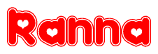 The image displays the word Ranna written in a stylized red font with hearts inside the letters.