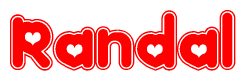 The image displays the word Randal written in a stylized red font with hearts inside the letters.