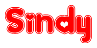 The image displays the word Sindy written in a stylized red font with hearts inside the letters.