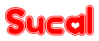The image displays the word Sucal written in a stylized red font with hearts inside the letters.
