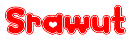The image displays the word Srawut written in a stylized red font with hearts inside the letters.
