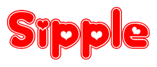 The image is a clipart featuring the word Sipple written in a stylized font with a heart shape replacing inserted into the center of each letter. The color scheme of the text and hearts is red with a light outline.