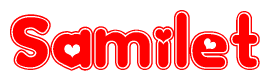 The image displays the word Samilet written in a stylized red font with hearts inside the letters.