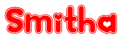 The image displays the word Smitha written in a stylized red font with hearts inside the letters.