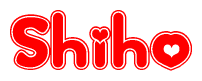 The image displays the word Shiho written in a stylized red font with hearts inside the letters.