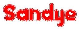 The image displays the word Sandye written in a stylized red font with hearts inside the letters.