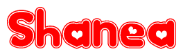 The image displays the word Shanea written in a stylized red font with hearts inside the letters.