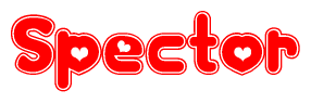 The image displays the word Spector written in a stylized red font with hearts inside the letters.