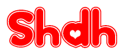 The image displays the word Shdh written in a stylized red font with hearts inside the letters.