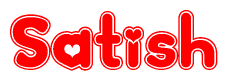The image displays the word Satish written in a stylized red font with hearts inside the letters.
