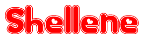 The image displays the word Shellene written in a stylized red font with hearts inside the letters.