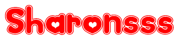 The image displays the word Sharonsss written in a stylized red font with hearts inside the letters.