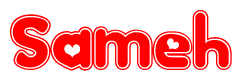 The image displays the word Sameh written in a stylized red font with hearts inside the letters.