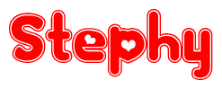 The image is a clipart featuring the word Stephy written in a stylized font with a heart shape replacing inserted into the center of each letter. The color scheme of the text and hearts is red with a light outline.