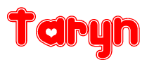 The image displays the word Taryn written in a stylized red font with hearts inside the letters.
