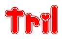 The image displays the word Tril written in a stylized red font with hearts inside the letters.