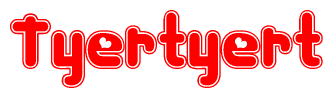 The image is a red and white graphic with the word Tyertyert written in a decorative script. Each letter in  is contained within its own outlined bubble-like shape. Inside each letter, there is a white heart symbol.