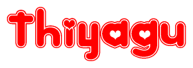 The image displays the word Thiyagu written in a stylized red font with hearts inside the letters.
