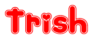 The image displays the word Trish written in a stylized red font with hearts inside the letters.