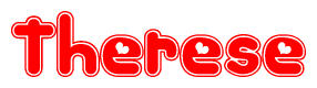 The image is a clipart featuring the word Therese written in a stylized font with a heart shape replacing inserted into the center of each letter. The color scheme of the text and hearts is red with a light outline.
