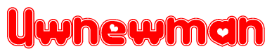 The image displays the word Uwnewman written in a stylized red font with hearts inside the letters.