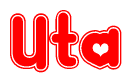 The image displays the word Uta written in a stylized red font with hearts inside the letters.