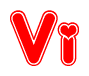 The image displays the word Vi written in a stylized red font with hearts inside the letters.
