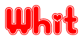 The image is a clipart featuring the word Whit written in a stylized font with a heart shape replacing inserted into the center of each letter. The color scheme of the text and hearts is red with a light outline.
