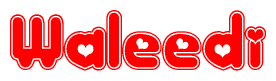 The image displays the word Waleedi written in a stylized red font with hearts inside the letters.