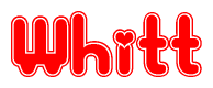 The image is a clipart featuring the word Whitt written in a stylized font with a heart shape replacing inserted into the center of each letter. The color scheme of the text and hearts is red with a light outline.
