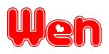 The image displays the word Wen written in a stylized red font with hearts inside the letters.