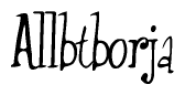 The image is a stylized text or script that reads 'Allbtborja' in a cursive or calligraphic font.