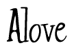 The image contains the word 'Alove' written in a cursive, stylized font.