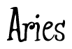 The image is of the word Aries stylized in a cursive script.
