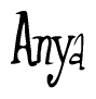 The image contains the word 'Anya' written in a cursive, stylized font.