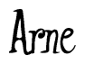 The image contains the word 'Arne' written in a cursive, stylized font.