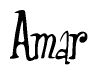   The image is of the word Amar stylized in a cursive script. 