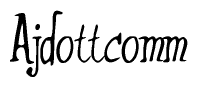 The image is a stylized text or script that reads 'Ajdottcomm' in a cursive or calligraphic font.