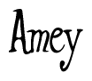 The image is a stylized text or script that reads 'Amey' in a cursive or calligraphic font.