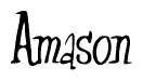 The image contains the word 'Amason' written in a cursive, stylized font.