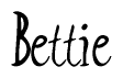 The image is a stylized text or script that reads 'Bettie' in a cursive or calligraphic font.