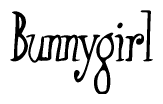 The image is of the word Bunnygirl stylized in a cursive script.